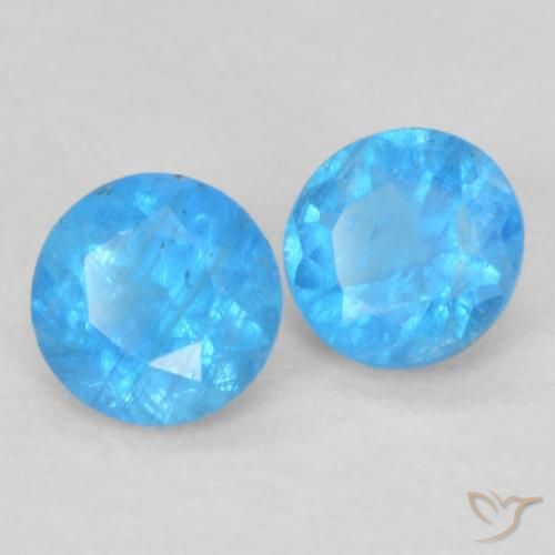 Gemas de Apatito Azul medio natural de 0.36 ct, Redondo, VS-SI