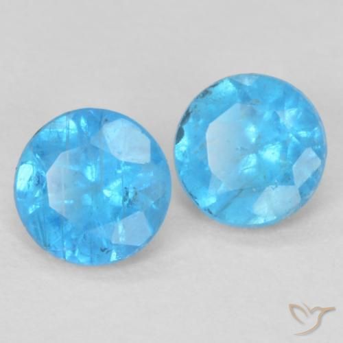Gemas de Apatito Azul intenso natural de 0.33 ct, Redondo, VS-SI