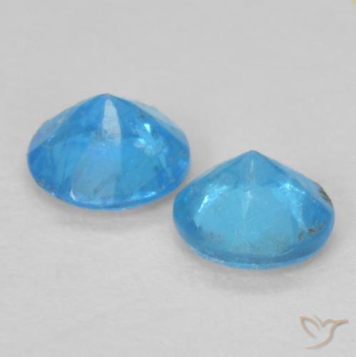 Gemas de Apatito Azul intenso natural de 0.33 ct, Redondo, VS-SI