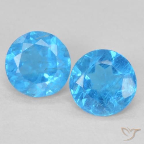 0.38ctw Natural Azul azur Apatito, Redondo, VS-SI