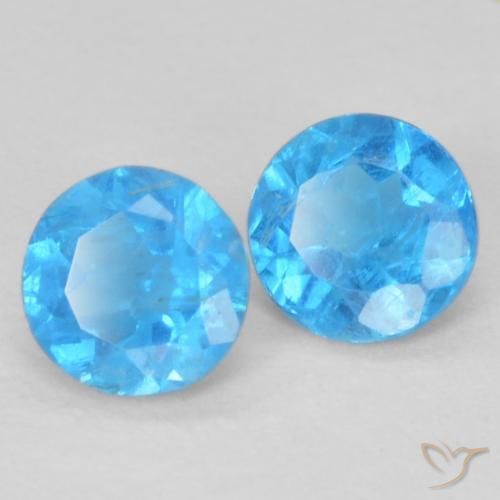 Gemas de Apatito Azul azur natural de 0.38 ct, Redondo, VS-SI