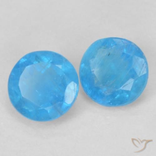 Gemas de Apatito Azur intenso natural de 0.37 ct, Redondo, VS-SI