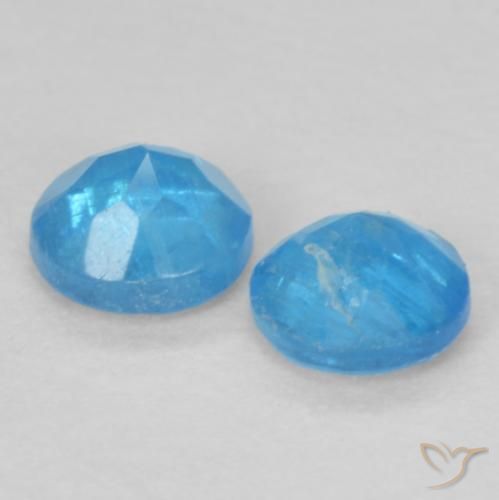 Gemas de Apatito Azur intenso natural de 0.37 ct, Redondo, VS-SI