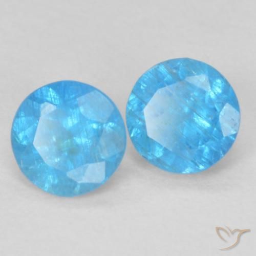 Gemas de Apatito Azul azur natural de 0.38 ct, Redondo, VS-SI