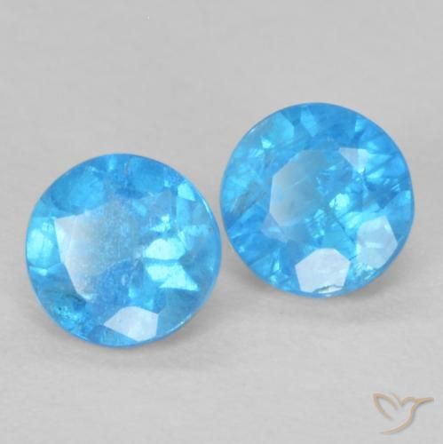 Gemas de Apatito Azur intenso natural de 0.38 ct, Redondo, VS-SI