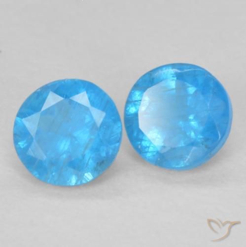 Gemas de Apatito Azul medio natural de 0.35 ct, Redondo, VS-SI
