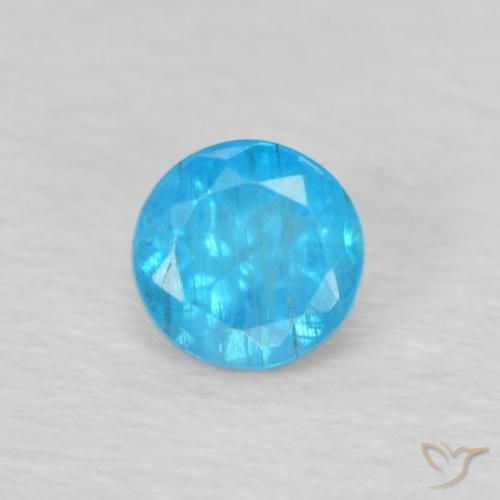 0.22ct Natural Azul medio Apatito, Redondo, VS
