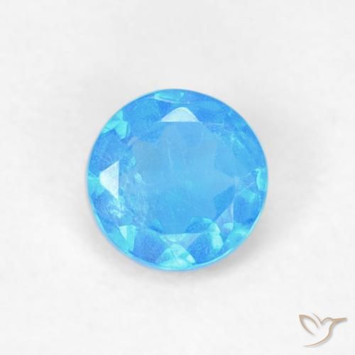 0.20ct Natural Azul medio Apatito, Redondo, VVS-VS