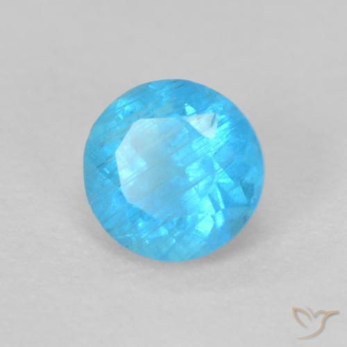 Apatito Azul azur intenso natural de 0.24 ct, Redondo, VS