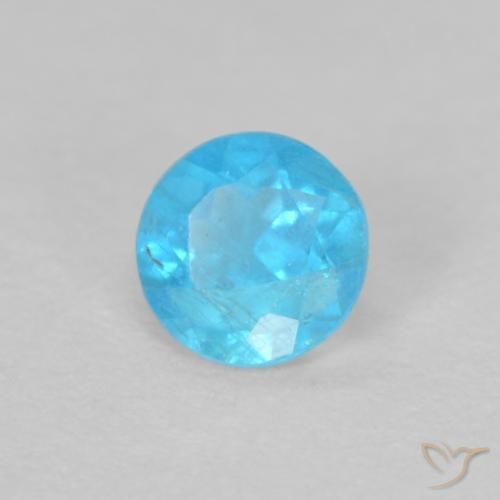 Apatito Azur intenso natural de 0.16 ct, Redondo, VS