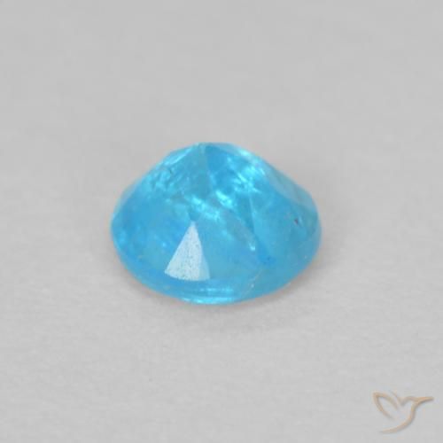 Apatito Azur intenso natural de 0.16 ct, Redondo, VS