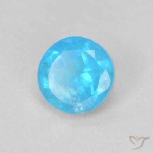 Apatito Azul claro natural de 0.21 ct, Redondo, VS