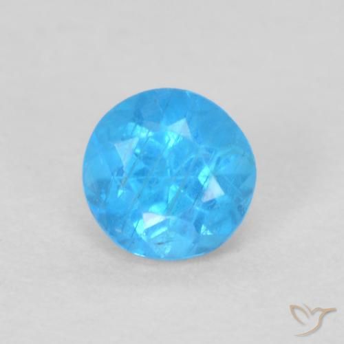 0.21ct Natural Azul celeste intenso Apatito, Redondo, VS