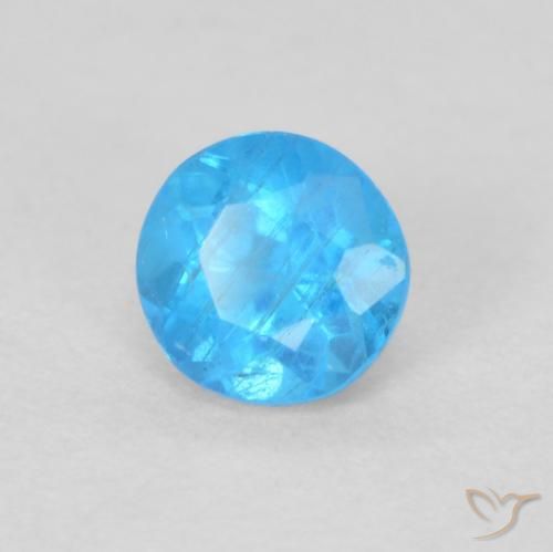 Apatito Azul celeste intenso natural de 0.21 ct, Redondo, VS