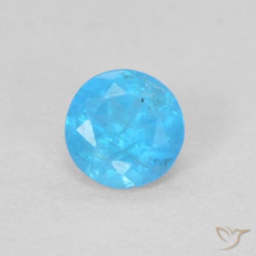 0.19ct Natural Azul azur intenso Apatito, Redondo, VS
