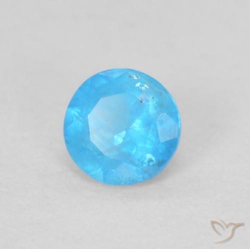 Apatito Azul azur intenso natural de 0.19 ct, Redondo, VS