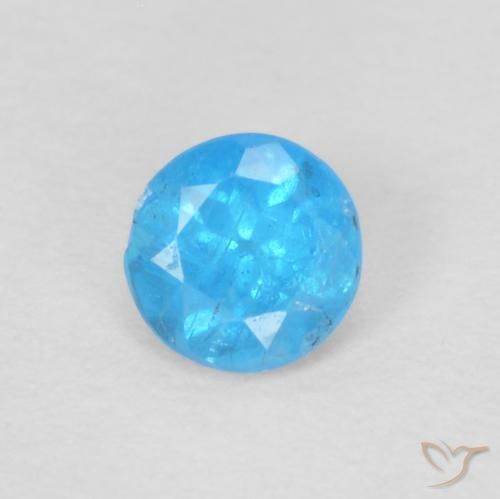 0.16ct Natural Azul azur intenso Apatito, Redondo, VS
