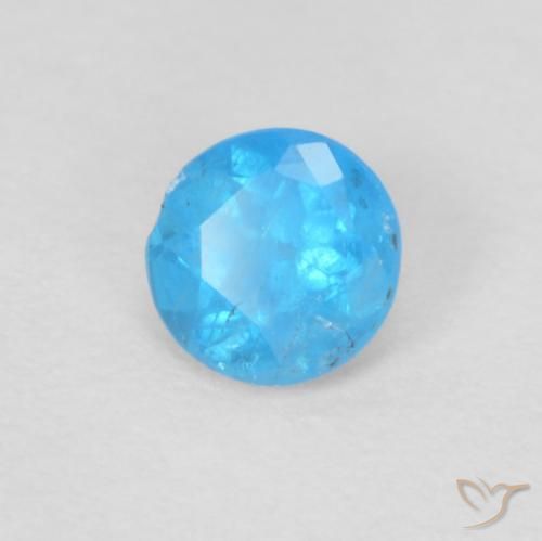 Apatito Azul azur intenso natural de 0.16 ct, Redondo, VS