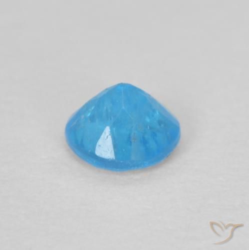 Apatito Azul azur intenso natural de 0.16 ct, Redondo, VS
