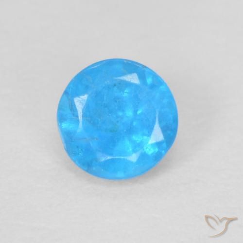 0.22ct Natural Azul azur intenso Apatito, Redondo, VS