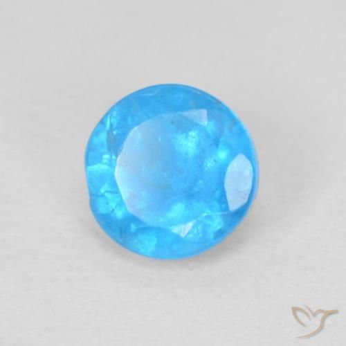 Apatito Azul azur intenso natural de 0.22 ct, Redondo, VS