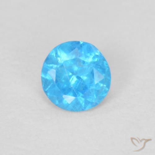 0.14ct Natural Azul azur intenso Apatito, Redondo, VS