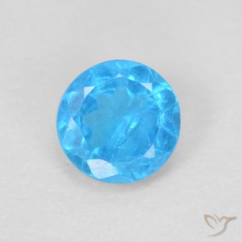 0.20ct Natural Azul celeste intenso Apatito, Redondo, VS