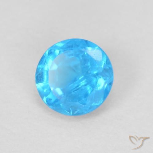 Apatito Azul celeste intenso natural de 0.20 ct, Redondo, VS