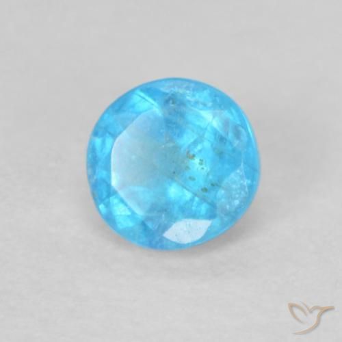 Apatito Azul azur natural de 0.19 ct, Redondo, VS