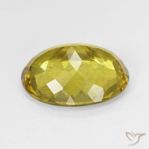 Apatito Amarillo amarronado natural de 11.23 ct, Ovalada, VS