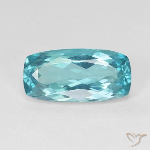 5.63ct Natural Verde azulado eléctrico Apatito, Forma Cojín, VVS-VS