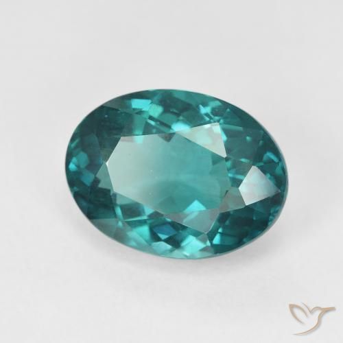 Apatito Vivid Greenish Blue natural de 5.25 ct, Ovalada, VVS-VS