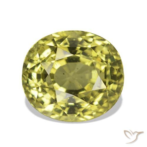 Apatito Amarillo verdoso natural de 6.24 ct, Ovalada, VS