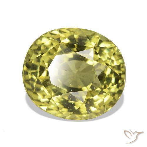 Apatito Amarillo verdoso natural de 6.24 ct, Ovalada, VS