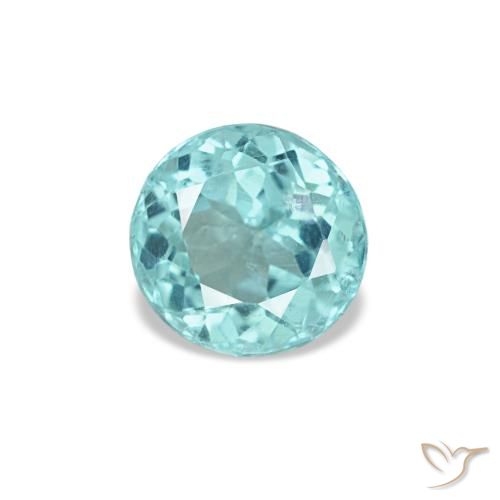 Apatita turquesa natural de 0,41 ct, corte redondo, VS-SI