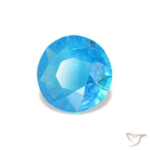 Apatita azul natural de 0,37 ct, corte redondo, SI