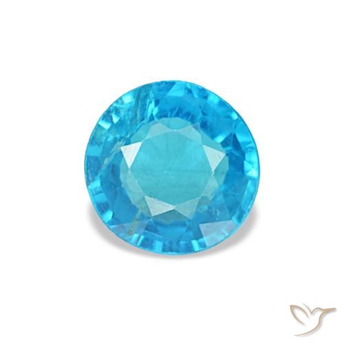 Apatita azul natural de 0,41 ct, corte redondo, SI