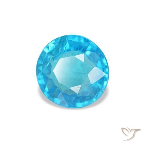 Apatita azul natural de 0,41 ct, corte redondo, SI
