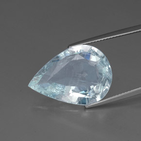 Aguamarina azul natural de 14,24 ct, en forma de pera, SI