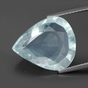 Aguamarina azul natural de 6,72 ct, en forma de pera, VS-SI