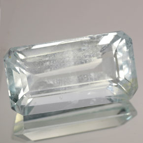 Aguamarina azul natural de 12,22 ct, corte esmeralda, VS-SI