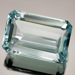 Aguamarina azul natural de 19,12 ct, corte esmeralda, VS
