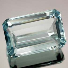 Aguamarina azul natural de 19,12 ct, corte esmeralda, VS