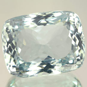 Aguamarina Azul verdoso claro natural de 20.22 ct, Corte Cojín, IF
