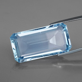 Aguamarina Azul claro natural de 36.07 ct, corte esmeralda, VVS