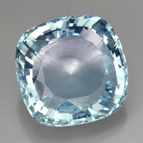 Aguamarina azul natural de 49,00 ct, corte cojín, VS
