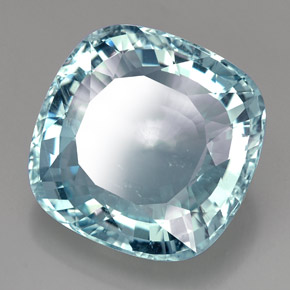 Aguamarina azul natural de 49,00 ct, corte cojín, VS