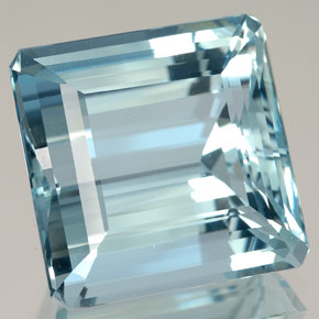 Aguamarina azul natural de 15,86 ct, corte esmeralda, IF