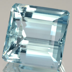 Aguamarina azul natural de 15,86 ct, corte esmeralda, IF
