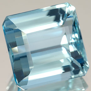 Aguamarina azul natural de 10,58 ct, corte esmeralda, IF